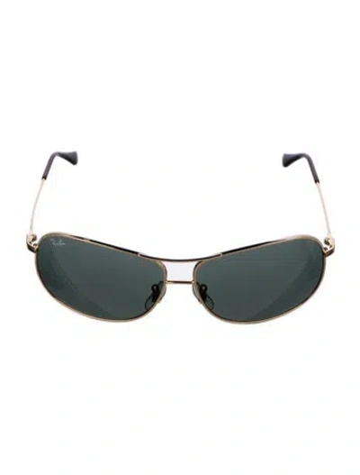 Pre-owned Ray Ban Aviator Tinted Sunglasses In Gold
