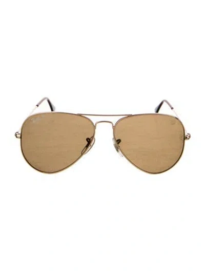 Pre-owned Ray Ban Aviator Tinted Sunglasses In Gold