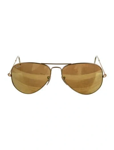 Pre-owned Ray Ban Aviator Tinted Sunglasses In Gold