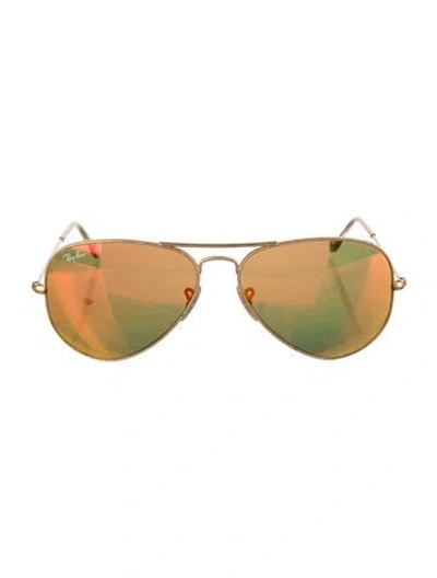Pre-owned Ray Ban Aviator Tinted Sunglasses In Gold