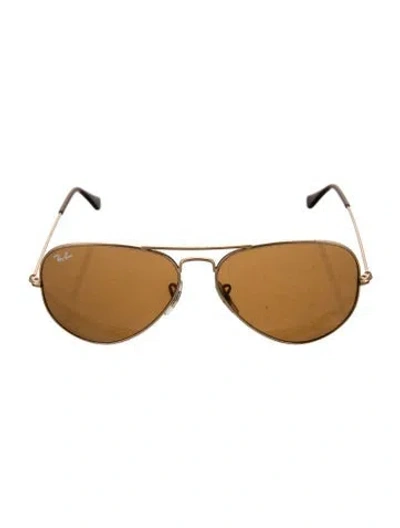 Pre-owned Ray Ban Aviator Tinted Sunglasses In Gold