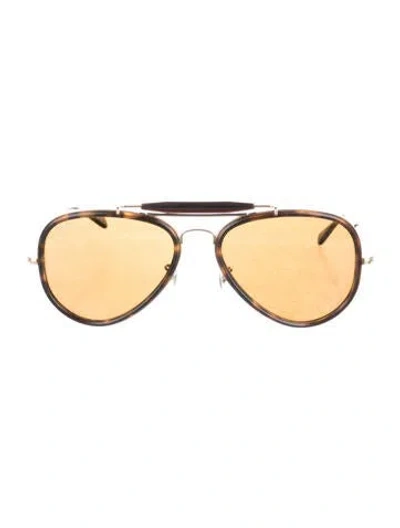 Pre-owned Ray Ban Aviator Tinted Sunglasses In Gold