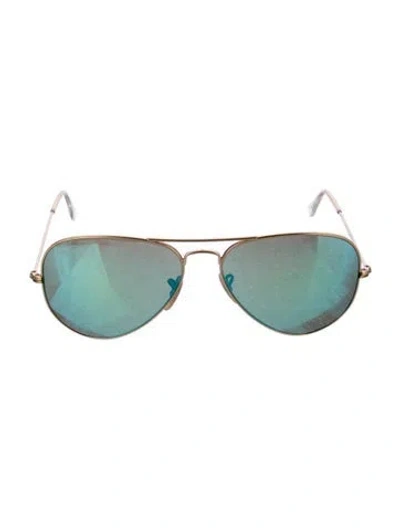 Pre-owned Ray Ban Aviator Tinted Sunglasses In Gold