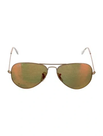 Pre-owned Ray Ban Aviator Tinted Sunglasses In Gold