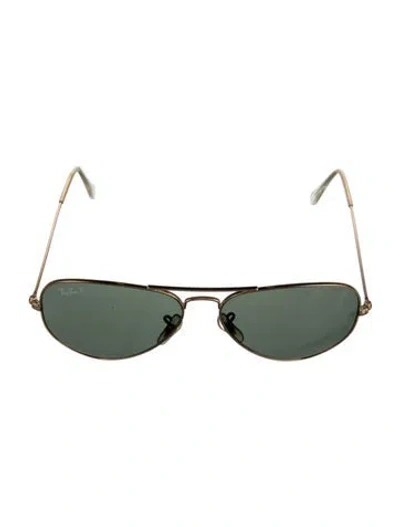 Pre-owned Ray Ban Aviator Tinted Sunglasses In Gold