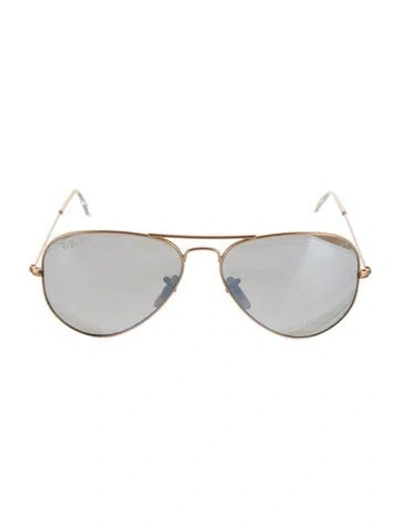 Pre-owned Ray Ban Aviator Tinted Sunglasses In Gold
