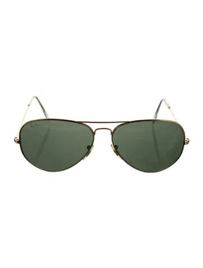 Pre-owned Ray Ban Aviator Tinted Sunglasses In Gold