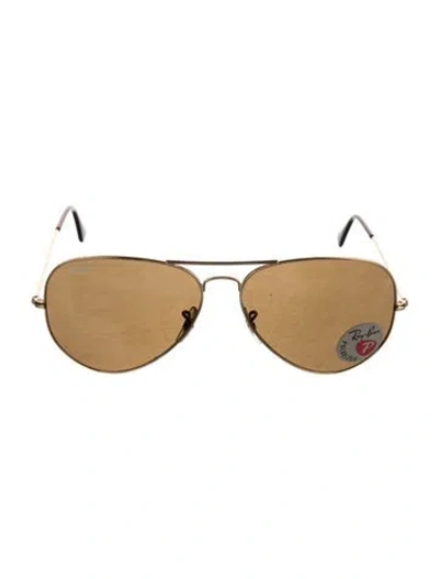 Pre-owned Ray Ban Aviator Tinted Sunglasses In Gold