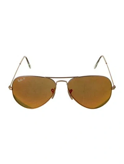 Pre-owned Ray Ban Aviator Tinted Sunglasses In Gold