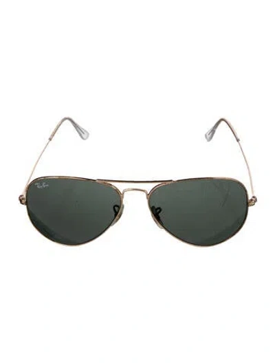 Pre-owned Ray Ban Aviator Tinted Sunglasses In Gold