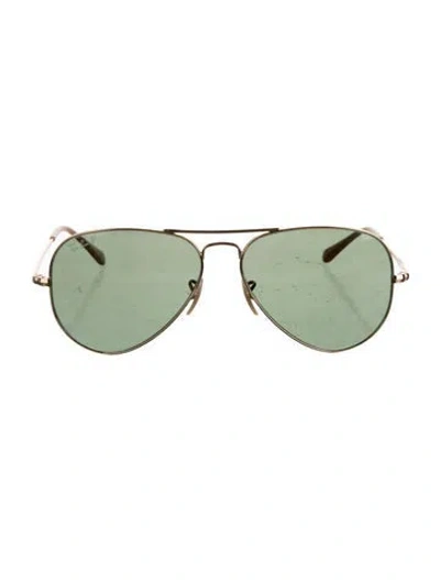 Pre-owned Ray Ban Aviator Tinted Sunglasses In Gold