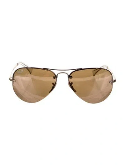 Pre-owned Ray Ban Aviator Tinted Sunglasses In Gold