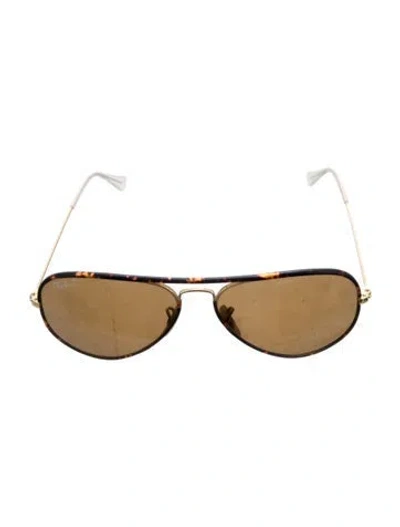 Pre-owned Ray Ban Aviator Tinted Sunglasses In Gold