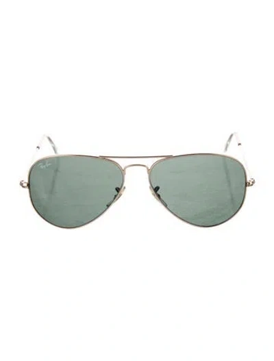 Pre-owned Ray Ban Aviator Tinted Sunglasses In Gold