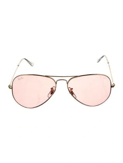 Pre-owned Ray Ban Aviator Tinted Sunglasses In Gold