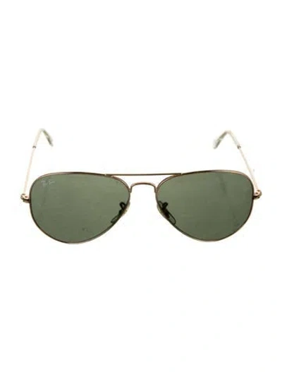 Pre-owned Ray Ban Aviator Tinted Sunglasses In Gold