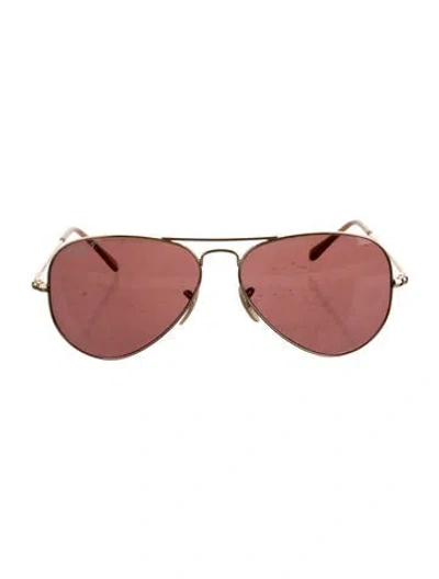 Pre-owned Ray Ban Aviator Tinted Sunglasses In Orange