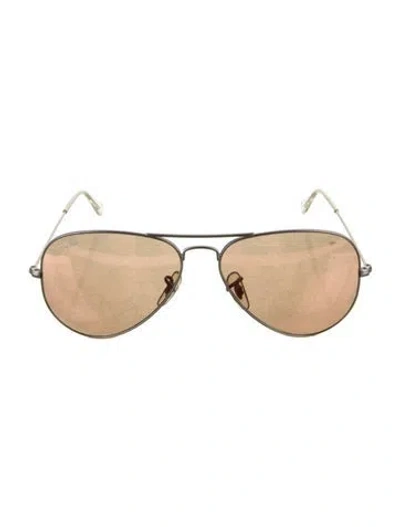 Pre-owned Ray Ban Aviator Tinted Sunglasses In Silver