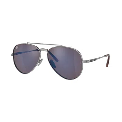 Ray Ban Aviator Titanium Sunglasses In Gray