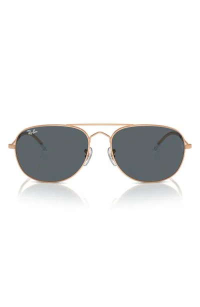 Ray Ban Ray-ban Bain Bridge 57mm Pillow Aviator Sunglasses In Rose Gold