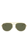 Ray Ban Ray-ban Bain Bridge 57mm Pillow Aviator Sunglasses In Gold Dark Green
