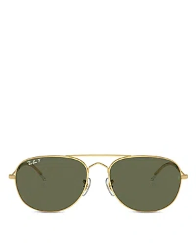 Ray Ban Ray-ban Bain Bridge 57mm Pillow Aviator Sunglasses In Gold/green Polarized Solid