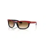 Ray Ban Balorama Street Neat Sonnenbrillen Rot Auf Schwarz Fassung Braun Glas 62-19 In Red