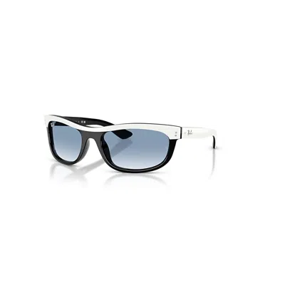 Ray Ban Sunglasses Unisex Balorama Street Neat - White On Black Frame Blue Lenses 62-19