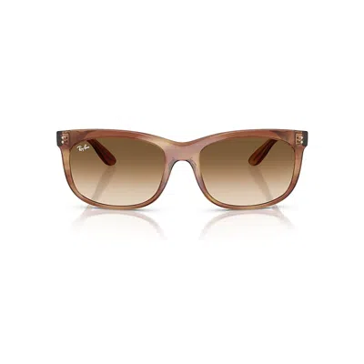 RAY BAN BALORETTE SUNGLASSES STRIPED BROWN FRAME BROWN LENSES 60-19