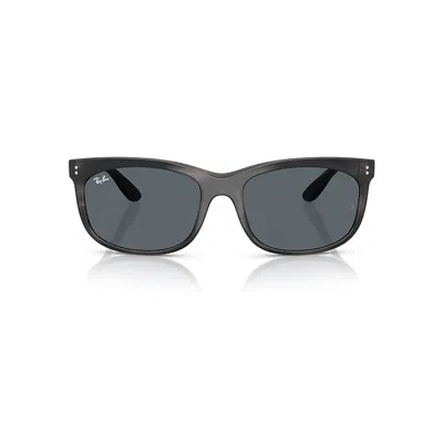 Ray Ban Balorette Sunglasses Striped Gray Frame Blue Lenses 60-19