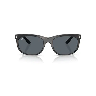 Ray Ban Balorette Sunglasses Striped Gray Frame Blue Lenses 60-19