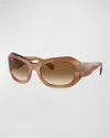 Ray Ban Beate Sonnenbrillen Braun Gestreift Fassung Braun Glas 56-20 In Striped Brown