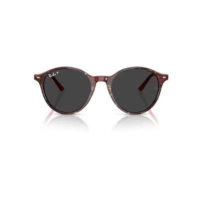 Ray Ban Bernard Sunglasses Transparent Red Frame Black Lenses Polarized 51-20