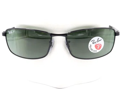 Pre-owned Ray Ban Ray-ban Black Metal Green Polarized Sunglasses Rb3498 002/9a 61-17 $206