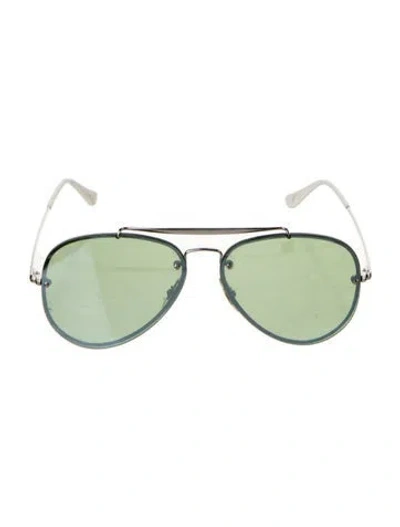 Pre-owned Ray Ban Blaze Aviator Sunglasses In Silver