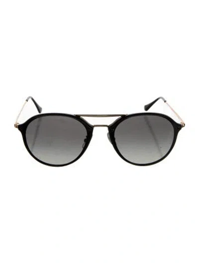 Pre-owned Ray Ban Blaze Double Bridge Aviator Sunglasses In Black/gold