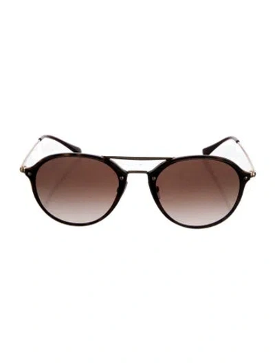 Pre-owned Ray Ban Blaze Double Bridge Round Sunglasses In Gold