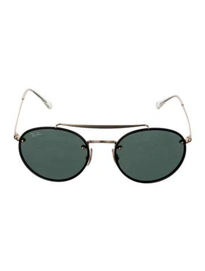 Pre-owned Ray Ban Blaze Round Double Bridge Round Sunglasses In Gold