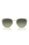 Ray Ban Blue Light Blocking 51mm Round Optical Glasses In Gold Flash