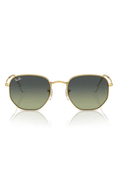 Ray Ban Blue Light Blocking 51mm Round Optical Glasses In Gold Flash