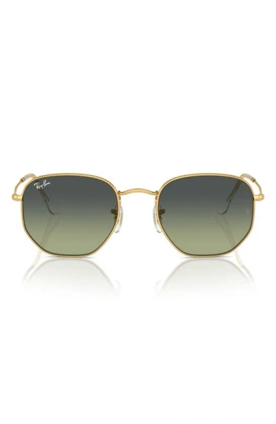 Ray Ban Blue Light Blocking 51mm Round Optical Glasses In Gold