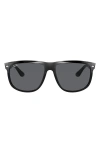 Ray Ban Highstreet 60mm Polarized Flat Top Sunglasses In Black