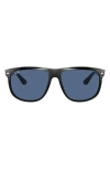 Ray Ban Ray-ban Boyfriend 60mm Flat Top Sunglasses In Black/dark Blue