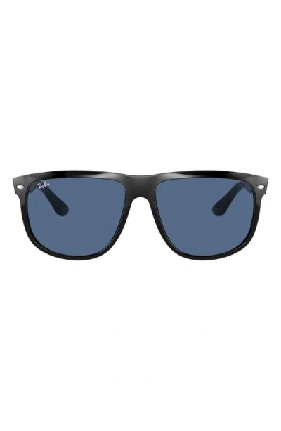 Ray Ban Ray-ban Boyfriend 60mm Flat Top Sunglasses In Black/dark Blue