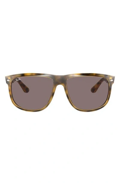 Ray Ban Ray-ban Boyfriend 60mm Flat Top Sunglasses In Shiny Havana/violet