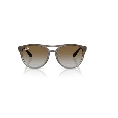 Ray Ban Brad Sunglasses Top Brown On Clear Grey Frame Green Lenses 58-17