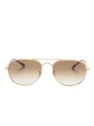 Ray Ban Brain Bridge Aviator-frame Sunglasses In Gold