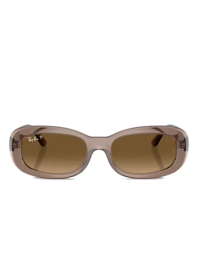 Ray Ban Branded Oval-frame Sunglasses In Brown
