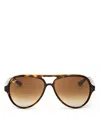 Ray Ban Ray-ban Brow Bar Aviator Sunglasses, 59mm In Havana/brown Gradient