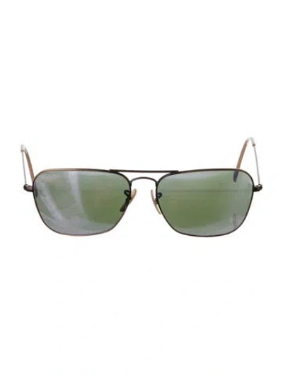 Pre-owned Ray Ban Caravan Aviator Sunglasses In Brown/metallic